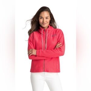 Vineyard Vines Tonal Funnel Neck Full Zip Stripe Jacket Size M